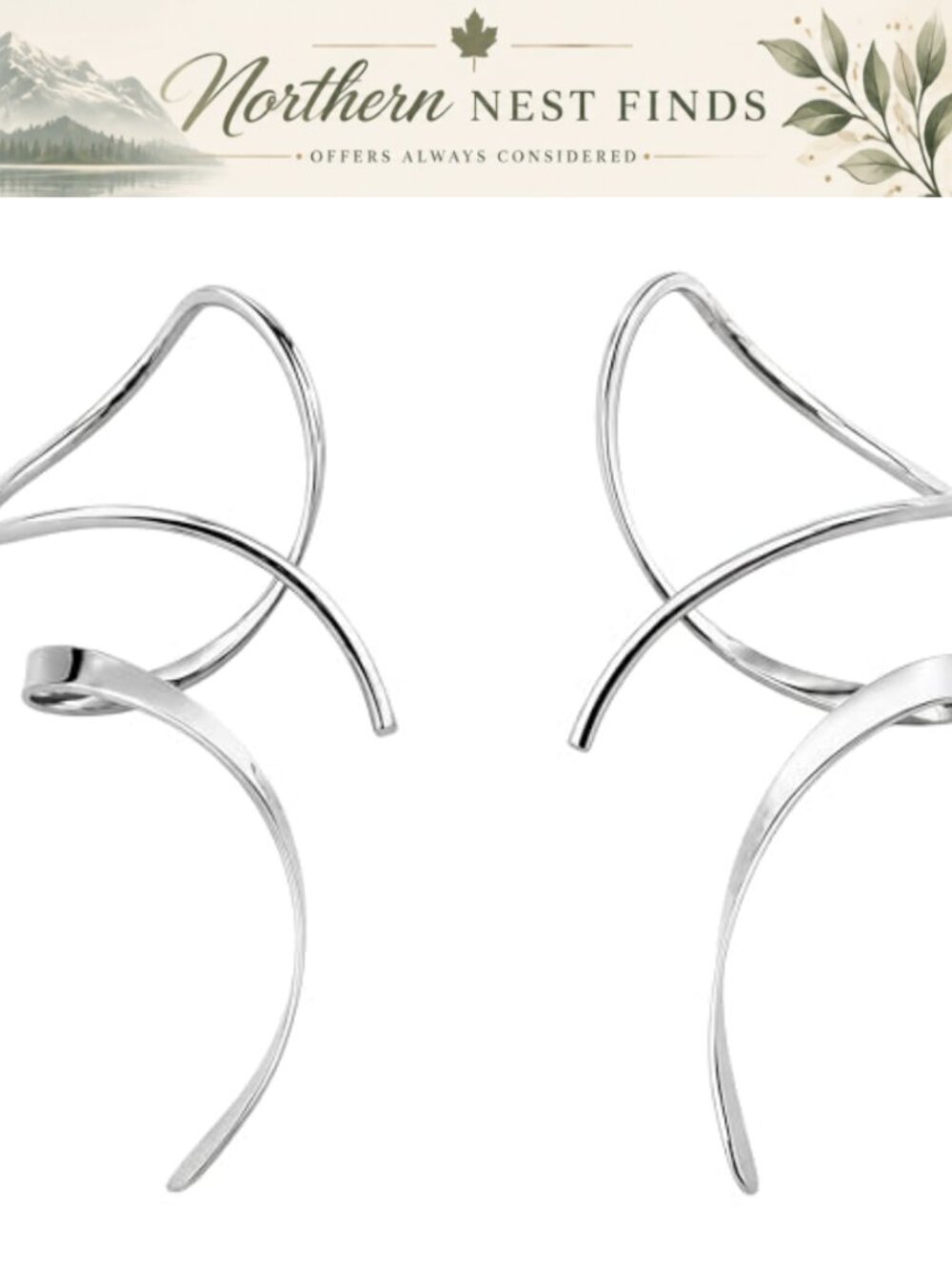 Spiral Threader Earrings 14K Gold Hand Bent Dangle Earrings for Women